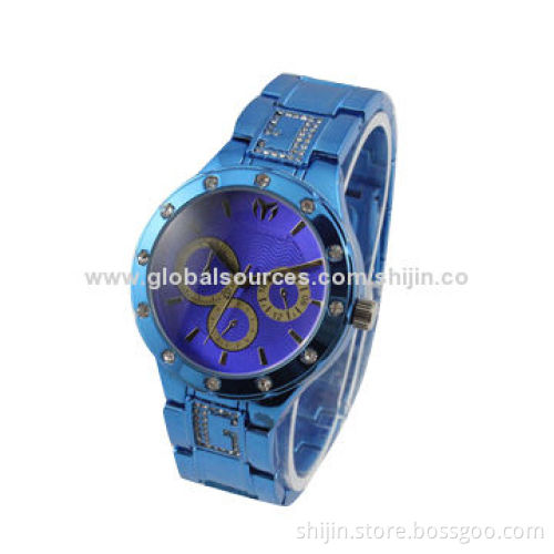 Fashionable Watch with Alloy Case, Three Eyes, Sapphire Blue, China Manufacturer